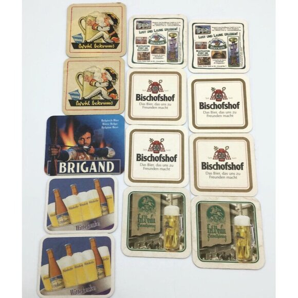 56 Beer Coaster Lot Vtg Cardboard European German Bier Pub Bar Brewery Man Cave - Picture 2 of 14
